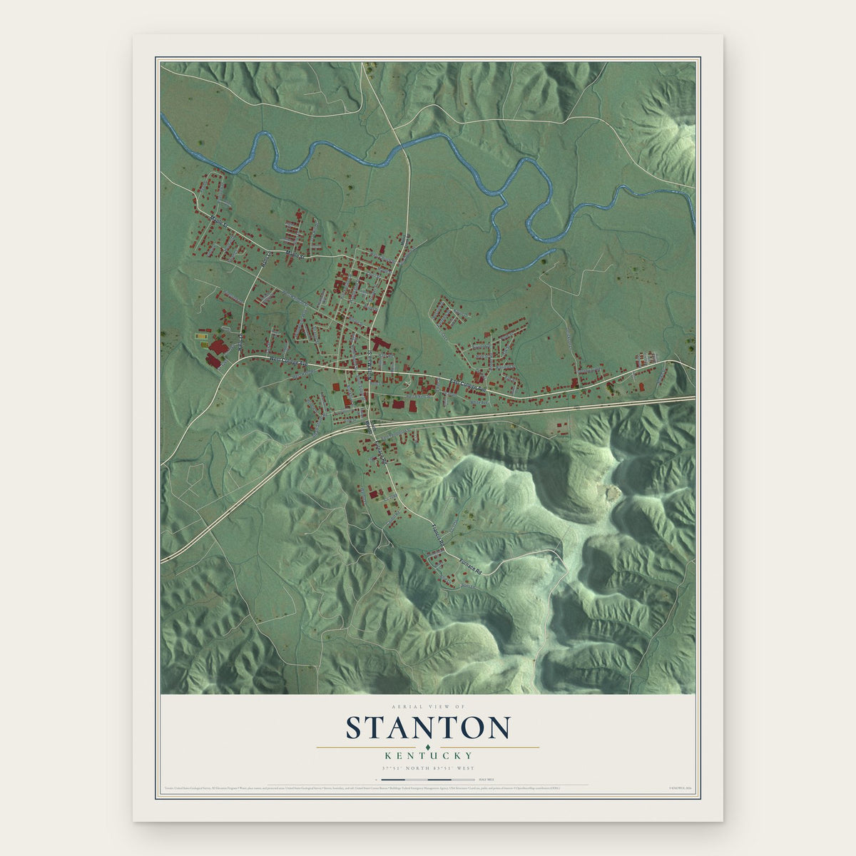 Stanton, Kentucky map print, the full design