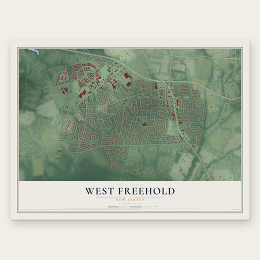 West Freehold, New Jersey map print, the full design
