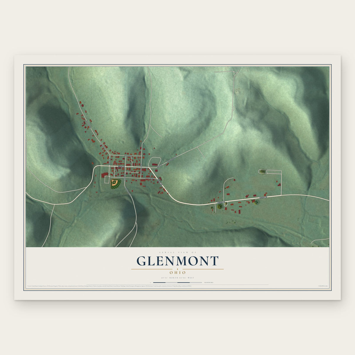 Glenmont, Ohio map print, the full design
