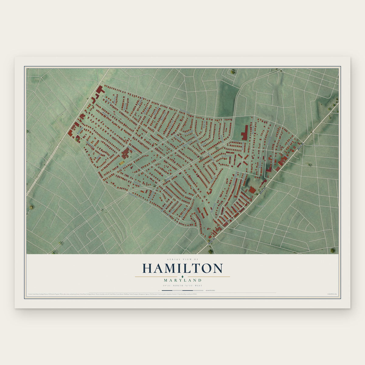 Hamilton, Maryland map print, the full design