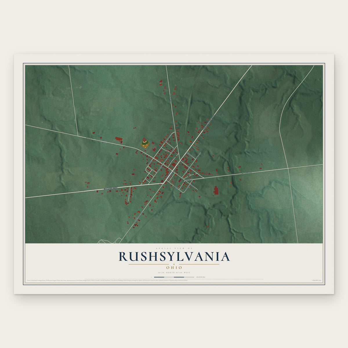 Rushsylvania, Ohio map print, the full design