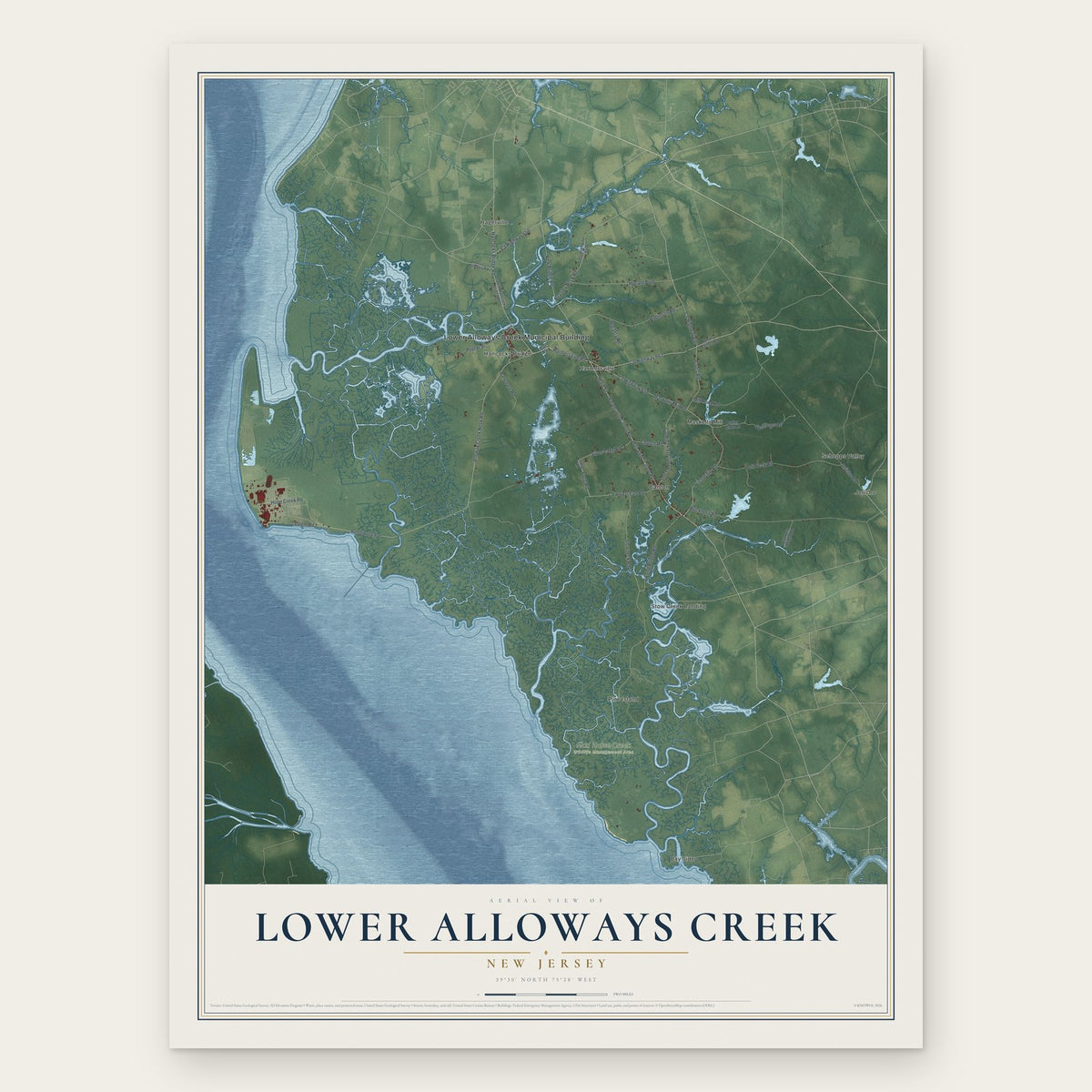 Lower Alloways Creek, New Jersey map print, the full design