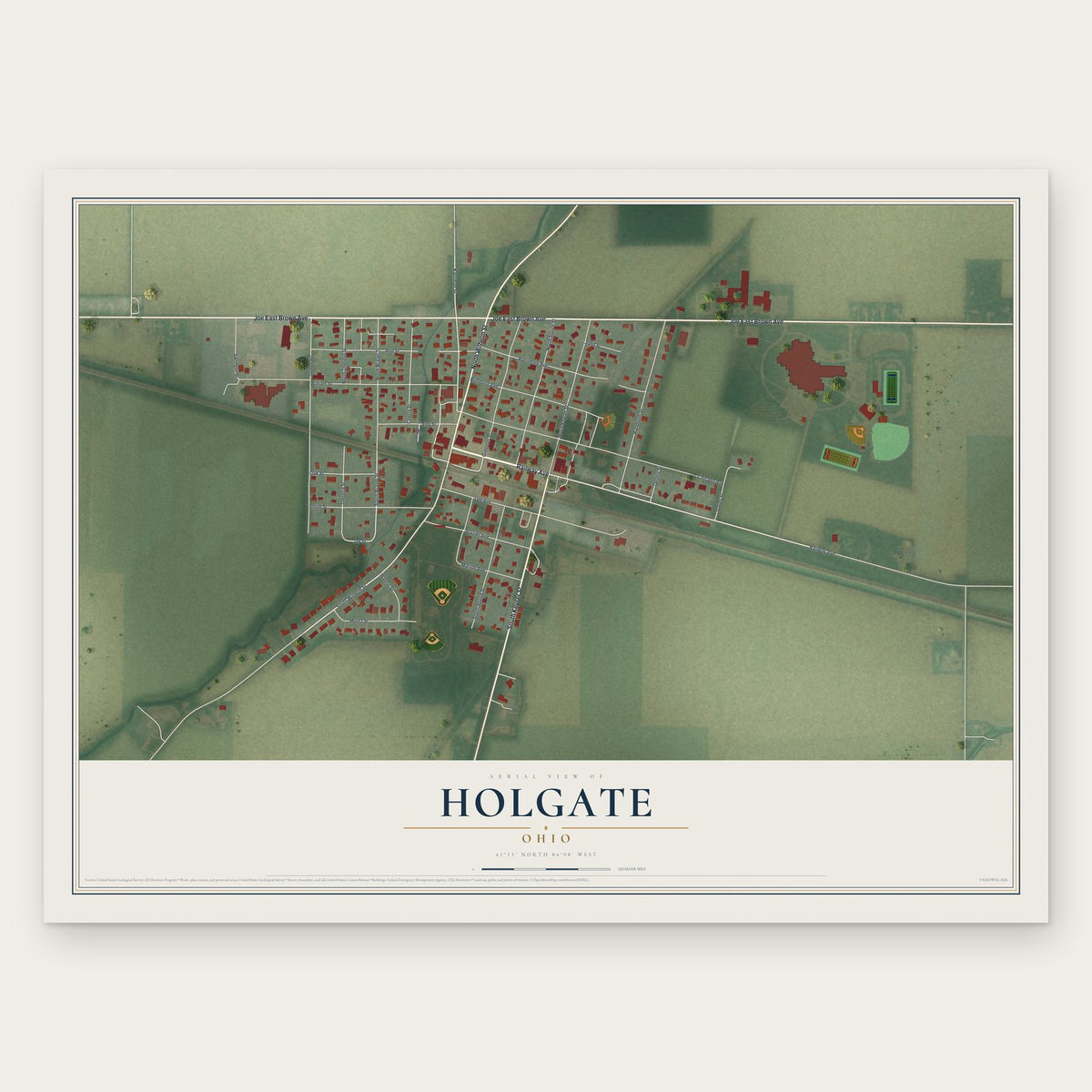 Holgate, Ohio map print, the full design