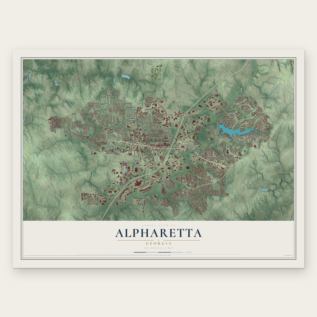 Alpharetta, Georgia map print, the full design