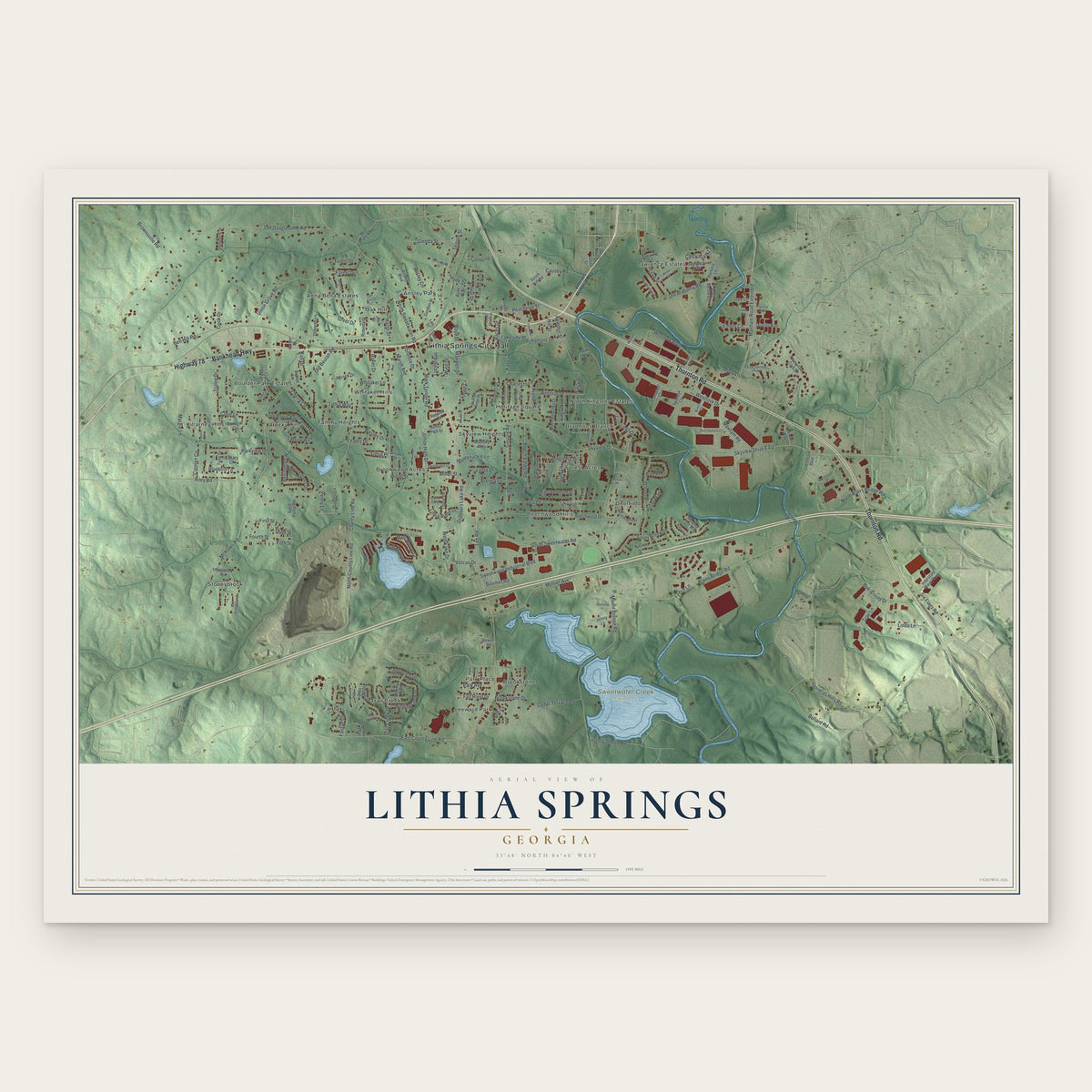 Lithia Springs, Georgia map print, the full design