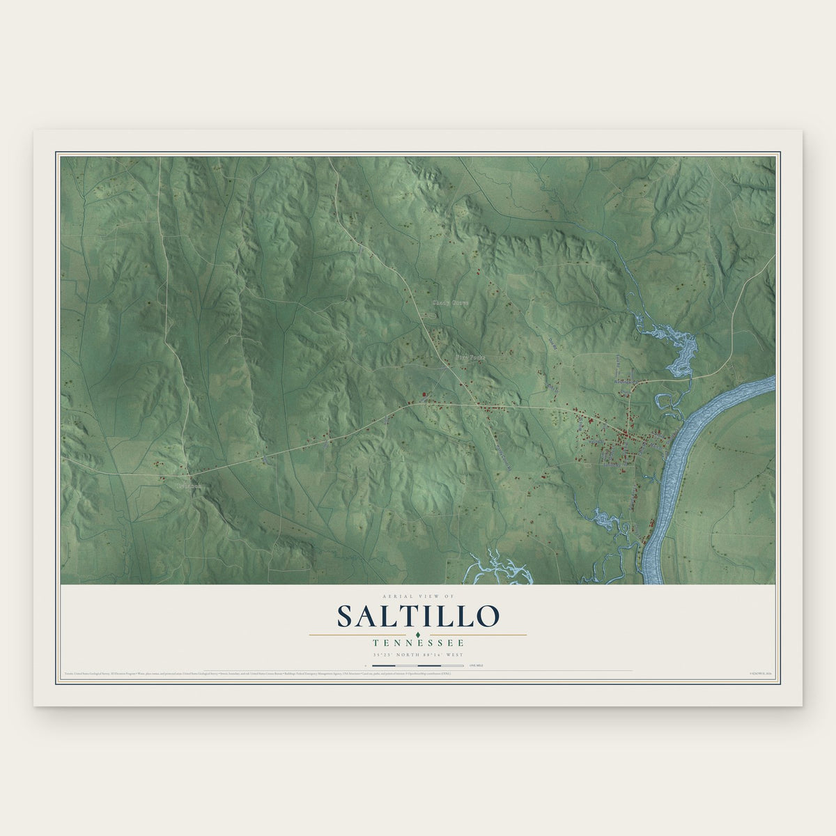 Saltillo, Tennessee map print, the full design