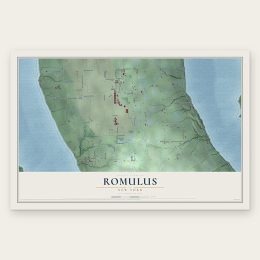 Romulus, New York map print, the full design