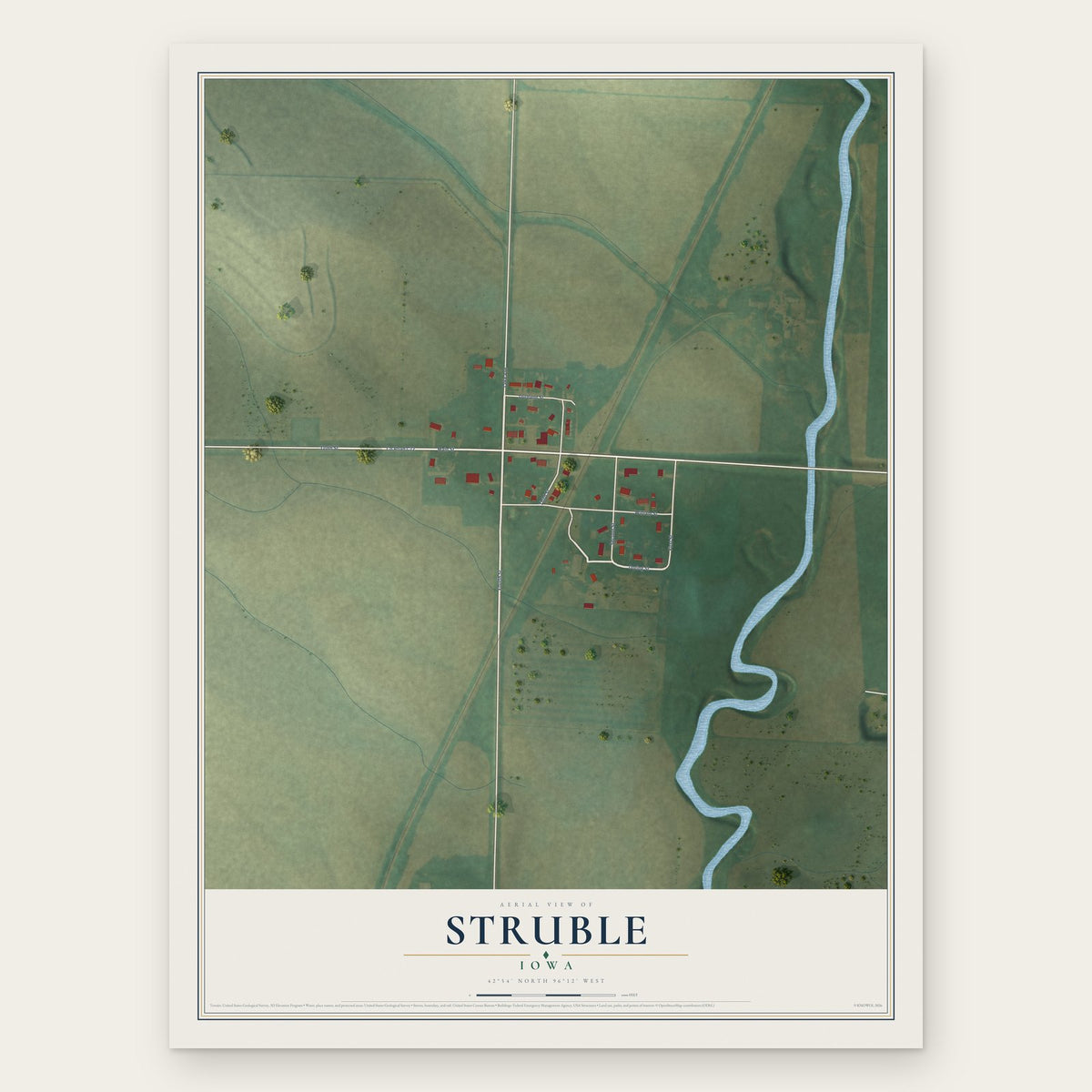 Struble, Iowa map print, the full design
