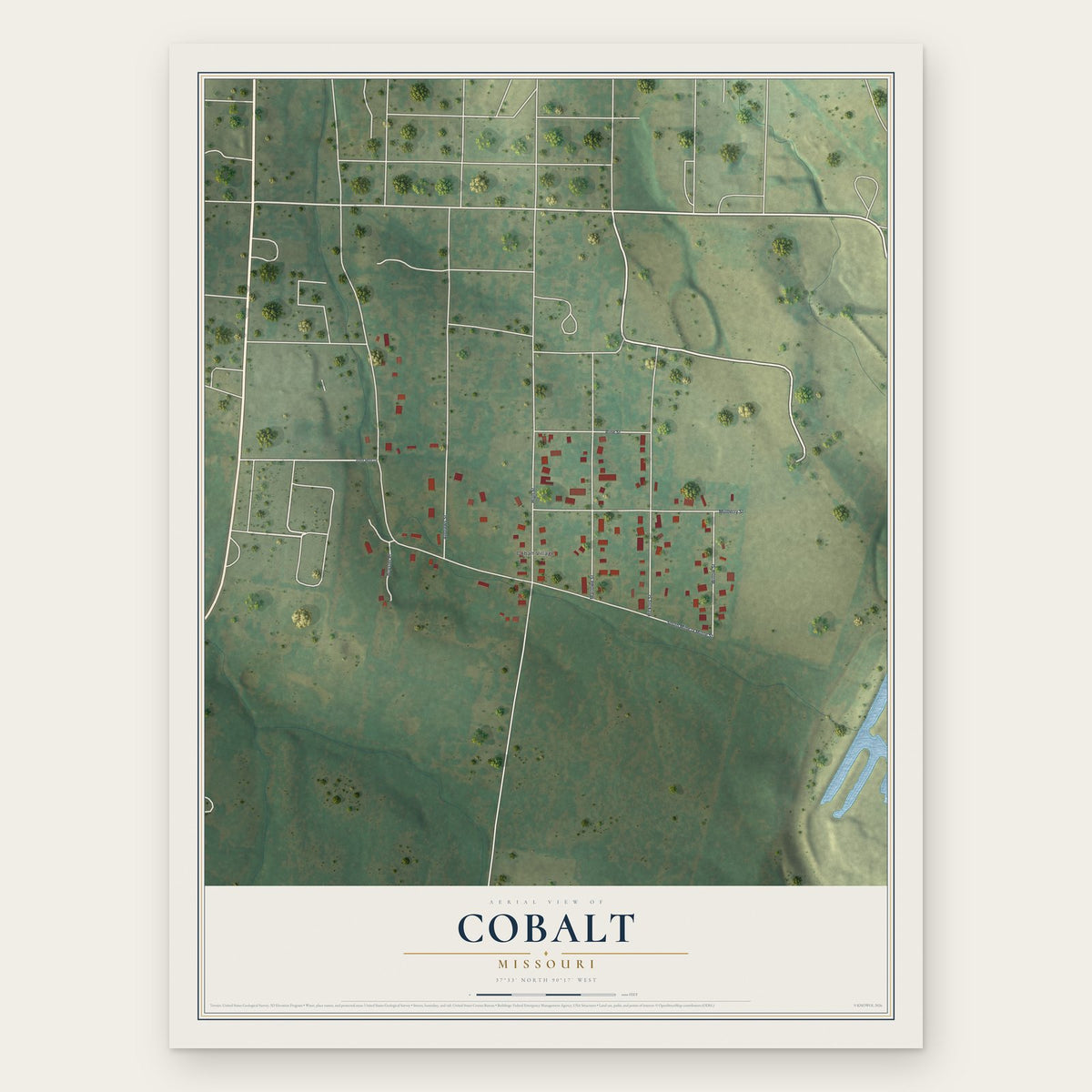 Cobalt, Missouri map print, the full design