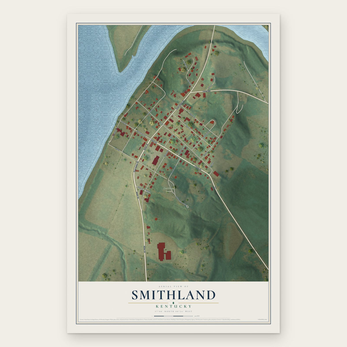 Smithland, Kentucky map print, the full design