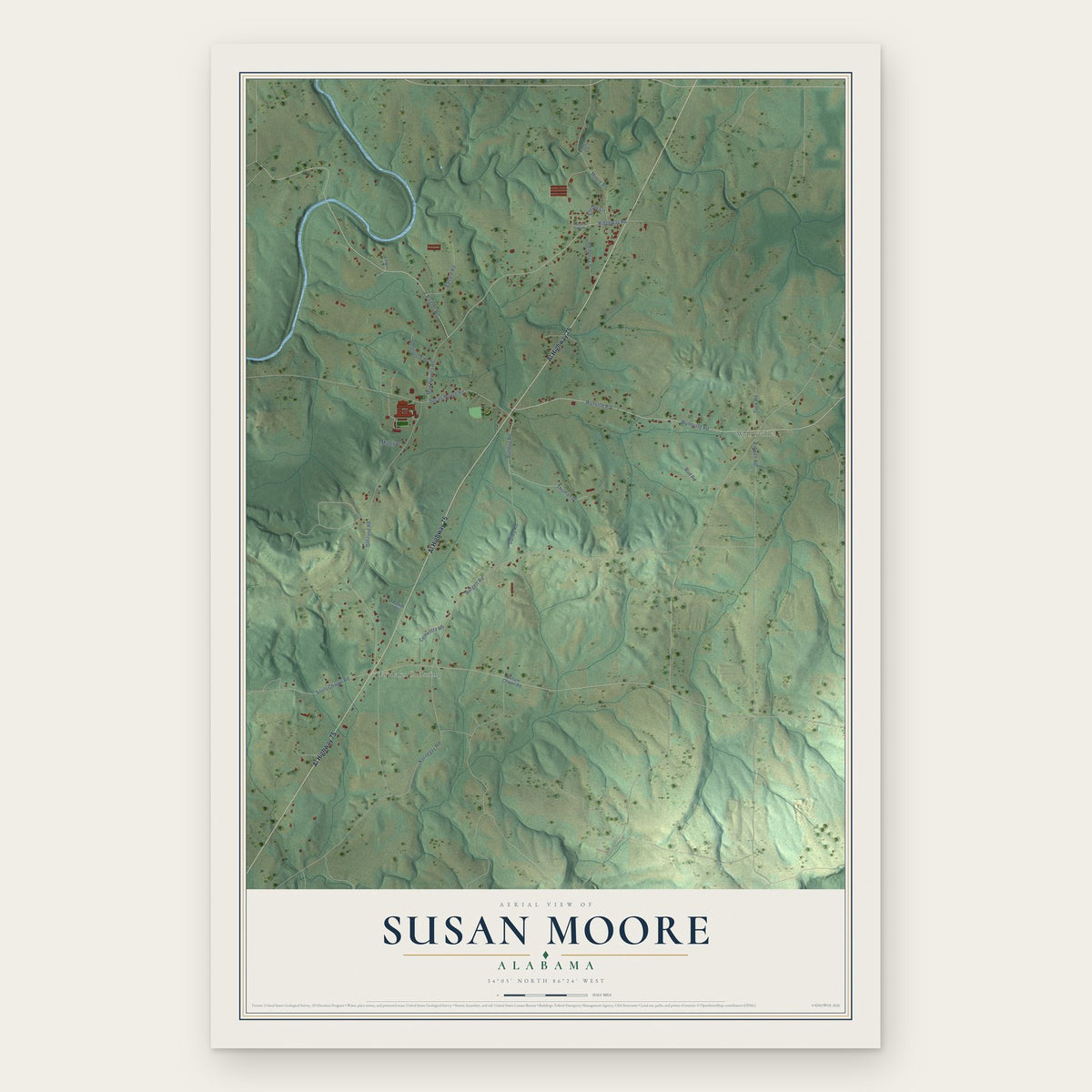 Susan Moore, Alabama map print, the full design