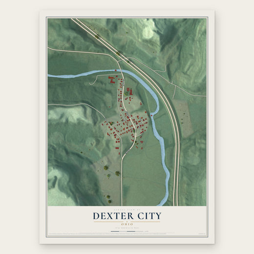 Dexter City, Ohio map print, the full design
