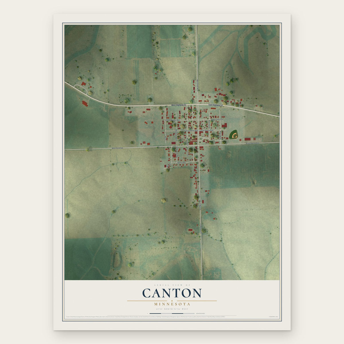 Canton, Minnesota map print, the full design