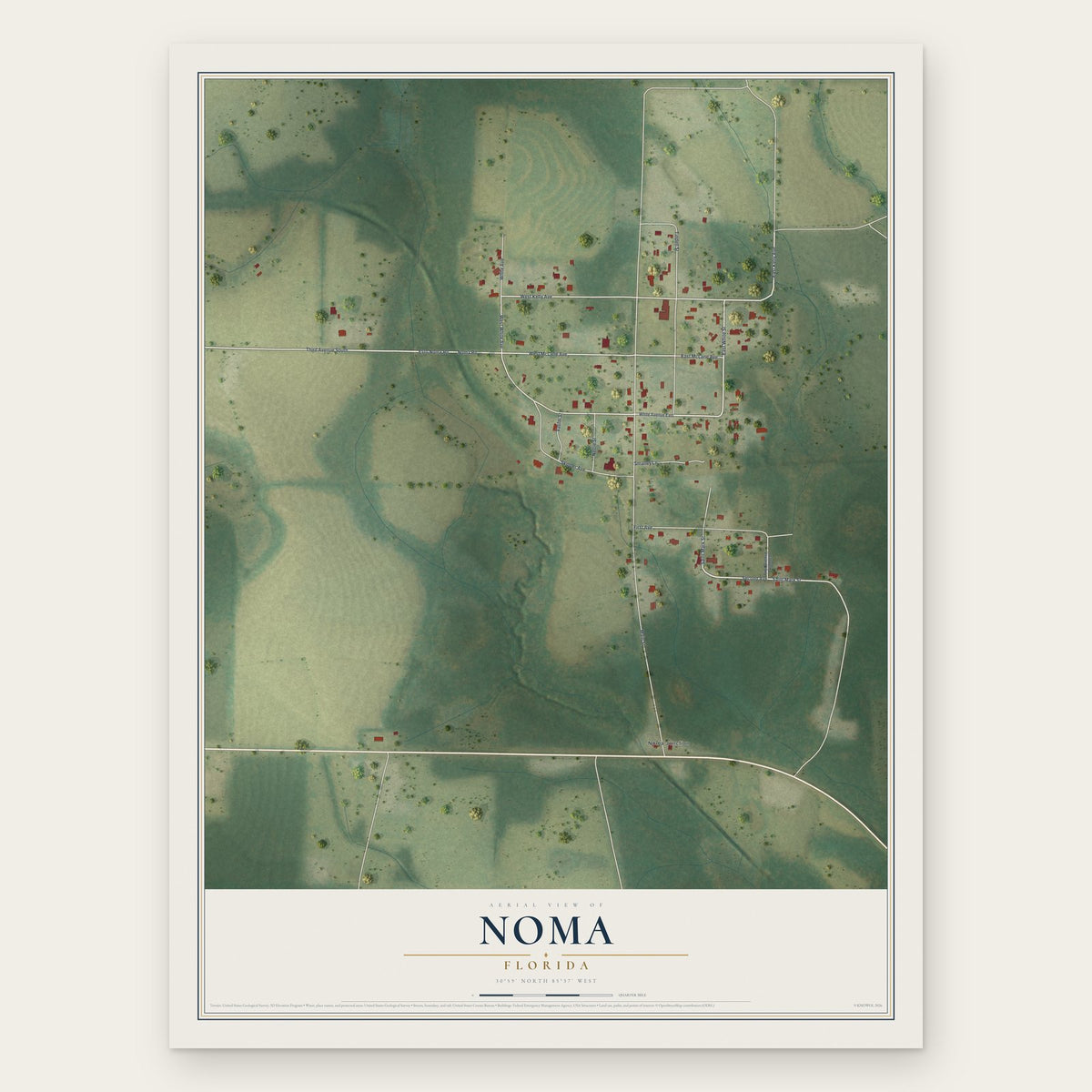 Noma, Florida map print, the full design
