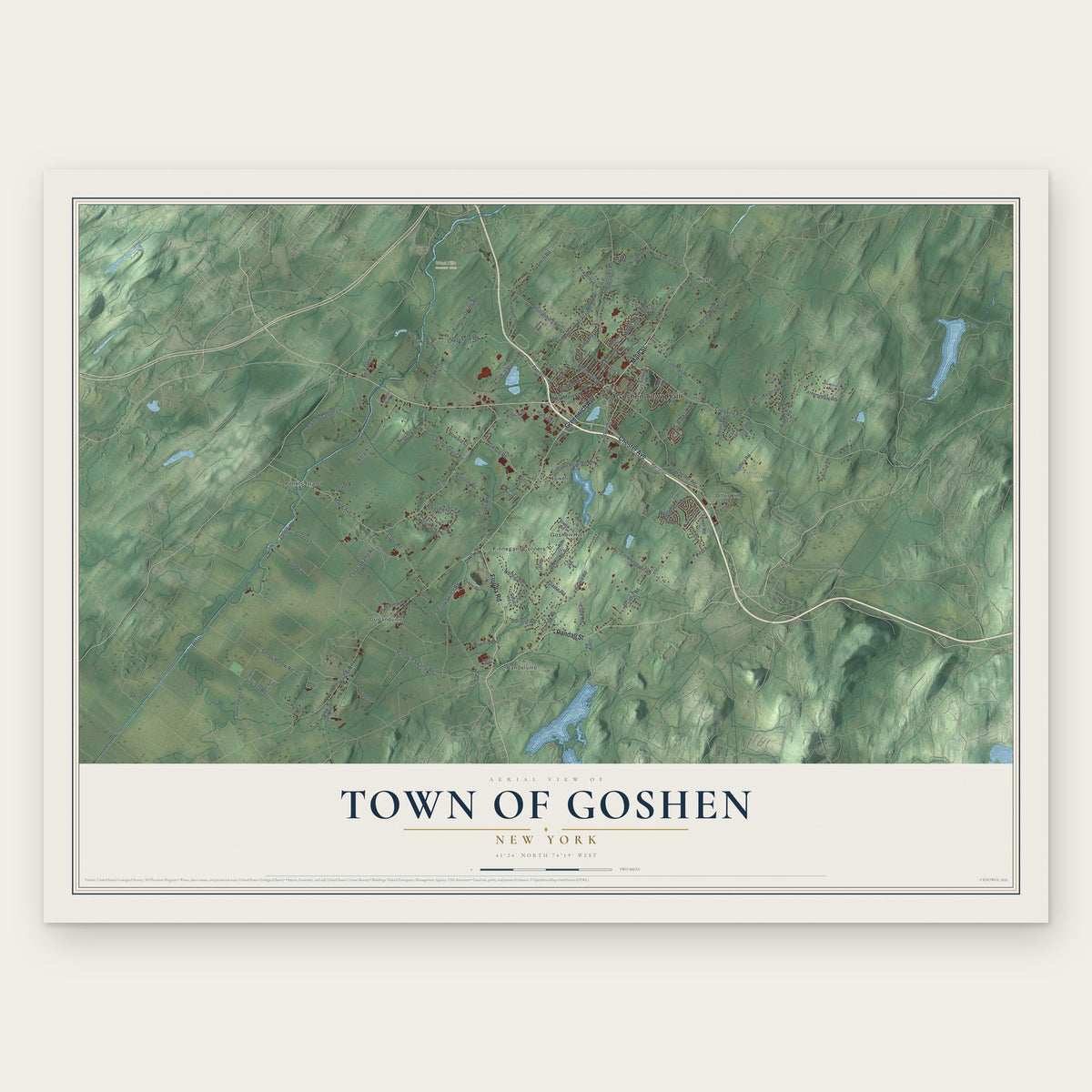 Town of Goshen, New York map print, the full design