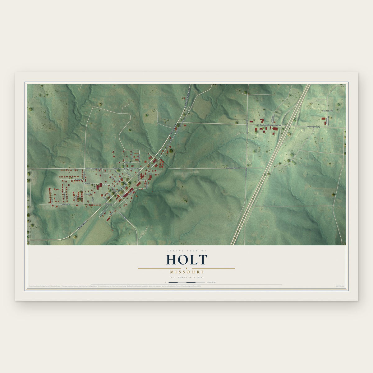 Holt, Missouri map print, the full design