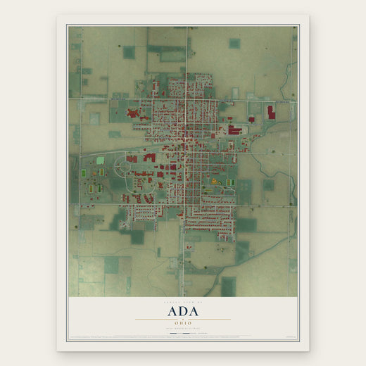 Ada, Ohio map print, the full design