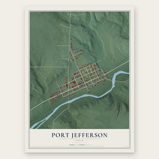 Port Jefferson, Ohio map print, the full design