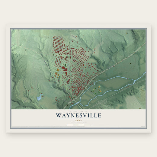 Waynesville, Ohio map print, the full design