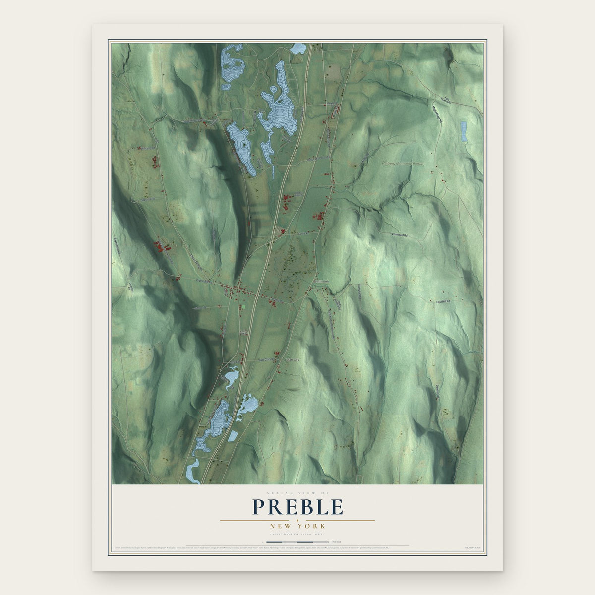 Preble, New York map print, the full design