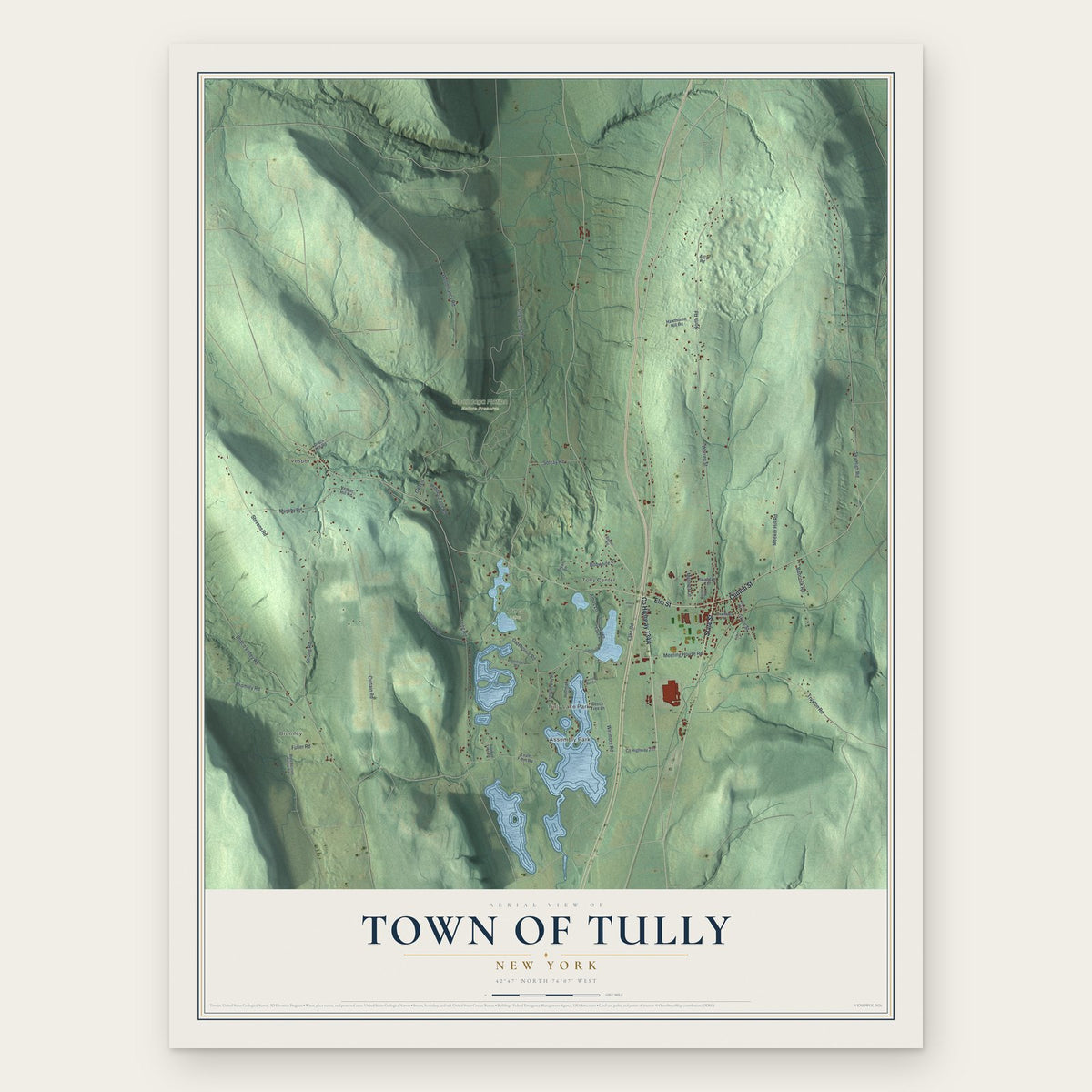 Town of Tully, New York map print, the full design