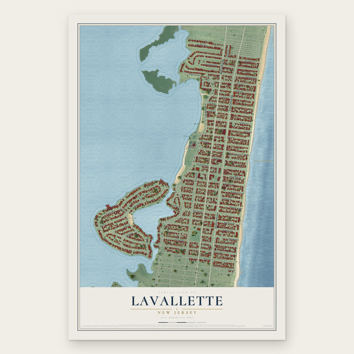 Lavallette, New Jersey map print, the full design