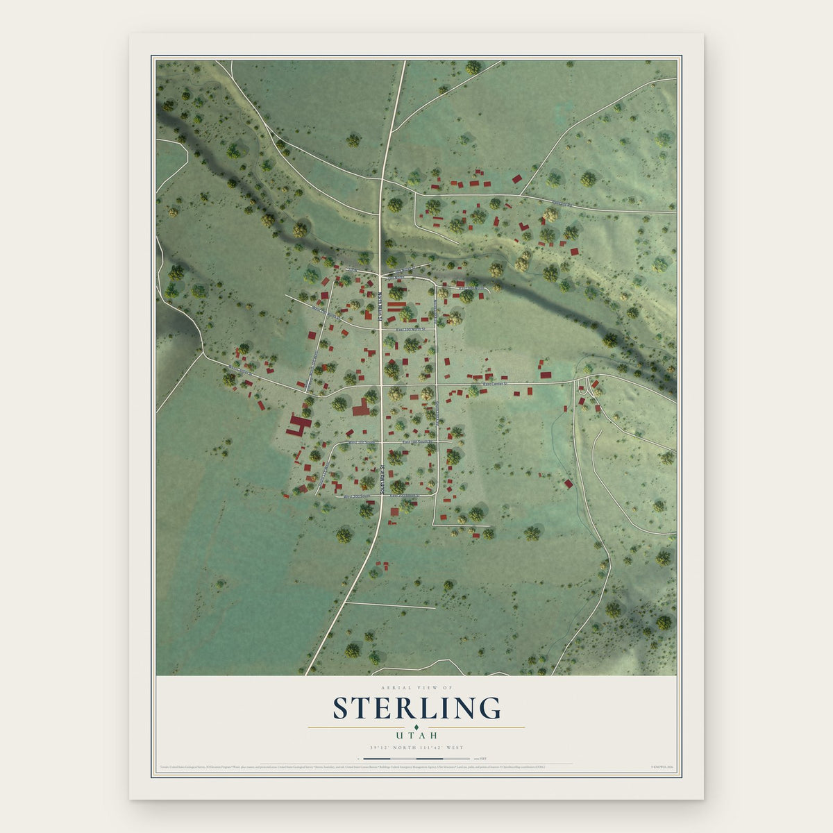 Sterling, Utah map print, the full design