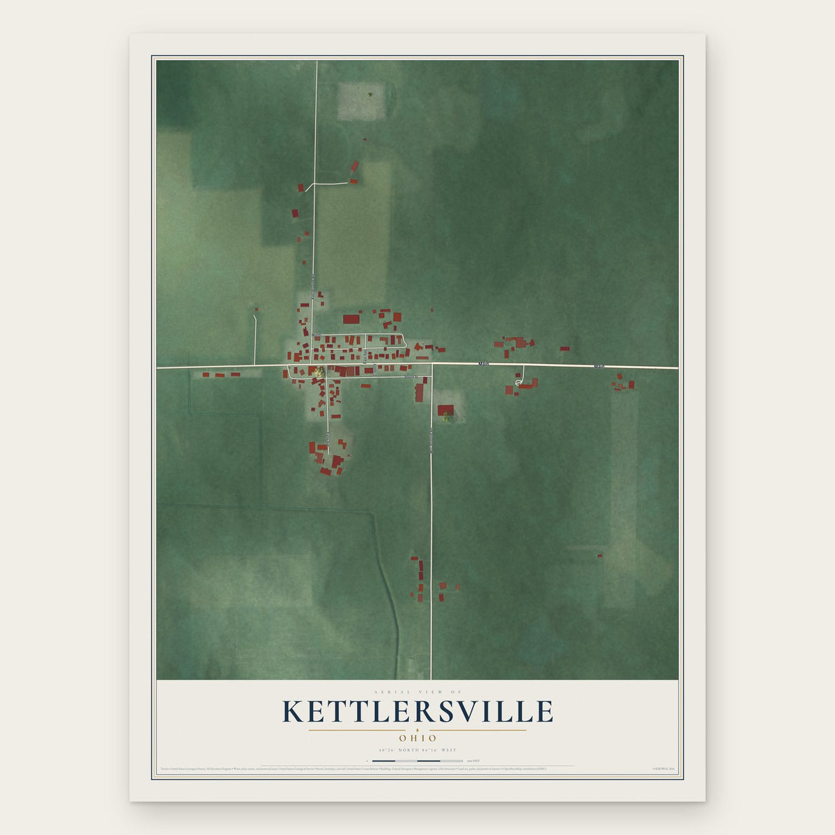 Kettlersville, Ohio map print, the full design