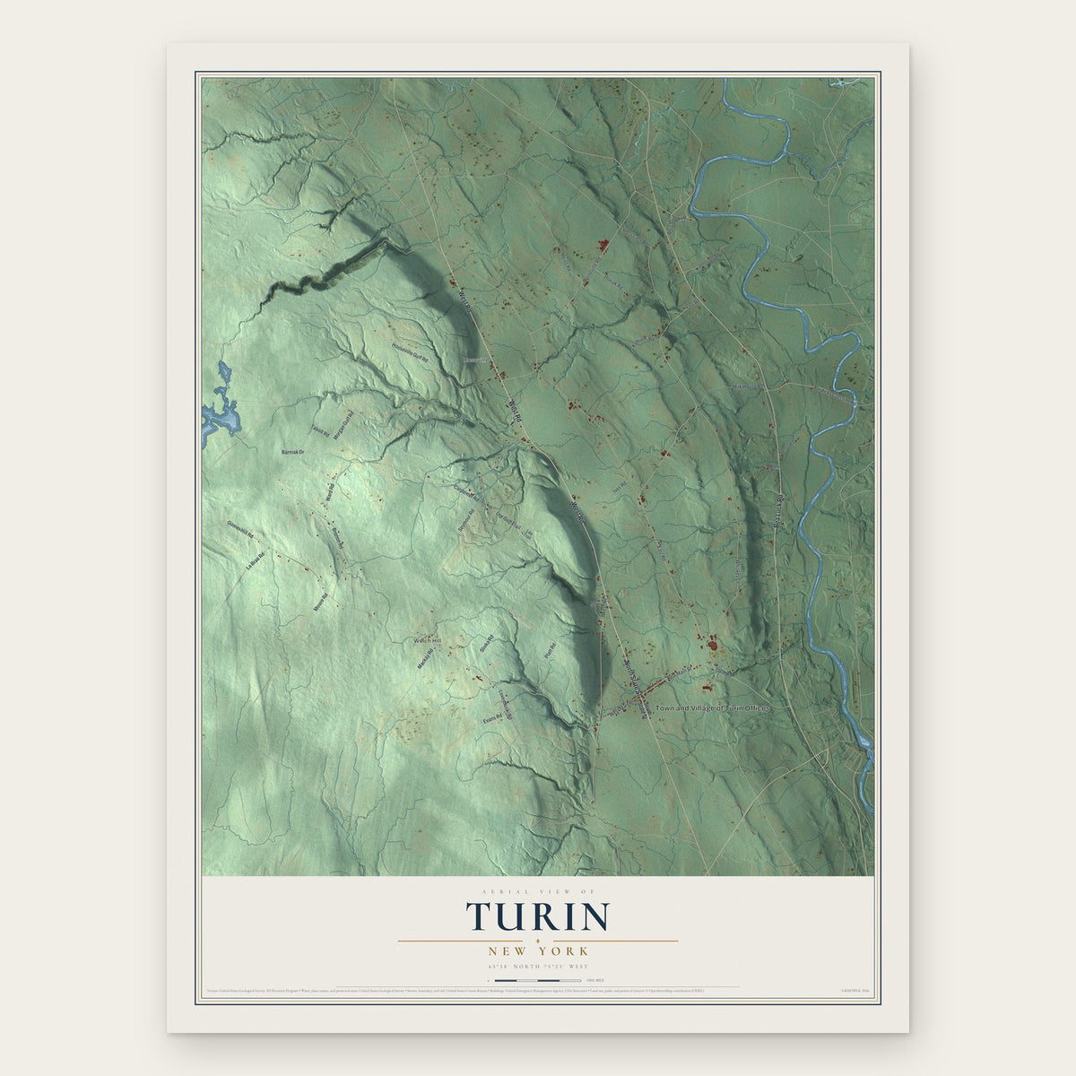 Turin, New York map print, the full design
