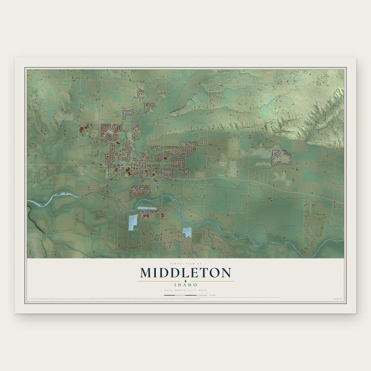 Middleton, Idaho map print, the full design