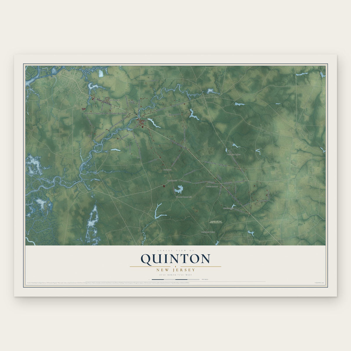Quinton, New Jersey map print, the full design
