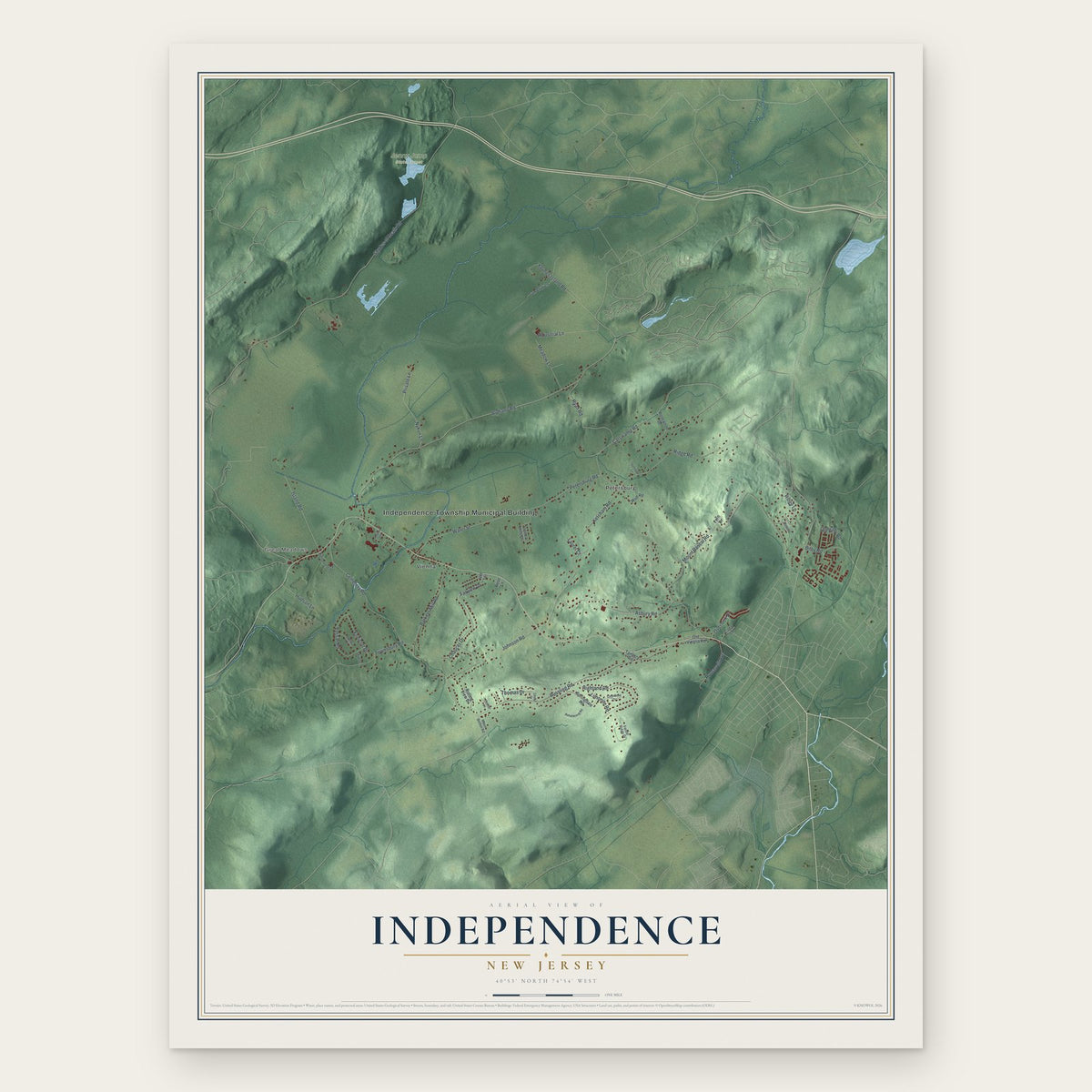 Independence, New Jersey map print, the full design