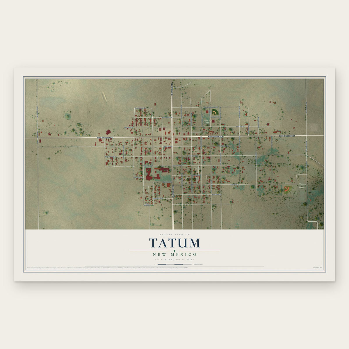 Tatum, New Mexico map print, the full design