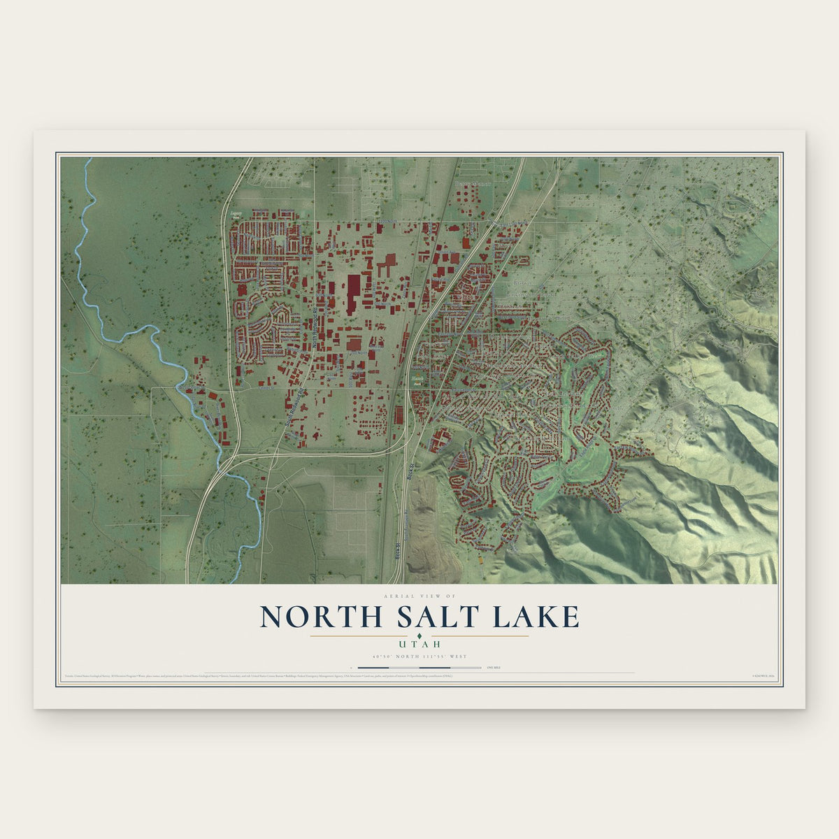 North Salt Lake, Utah map print, the full design
