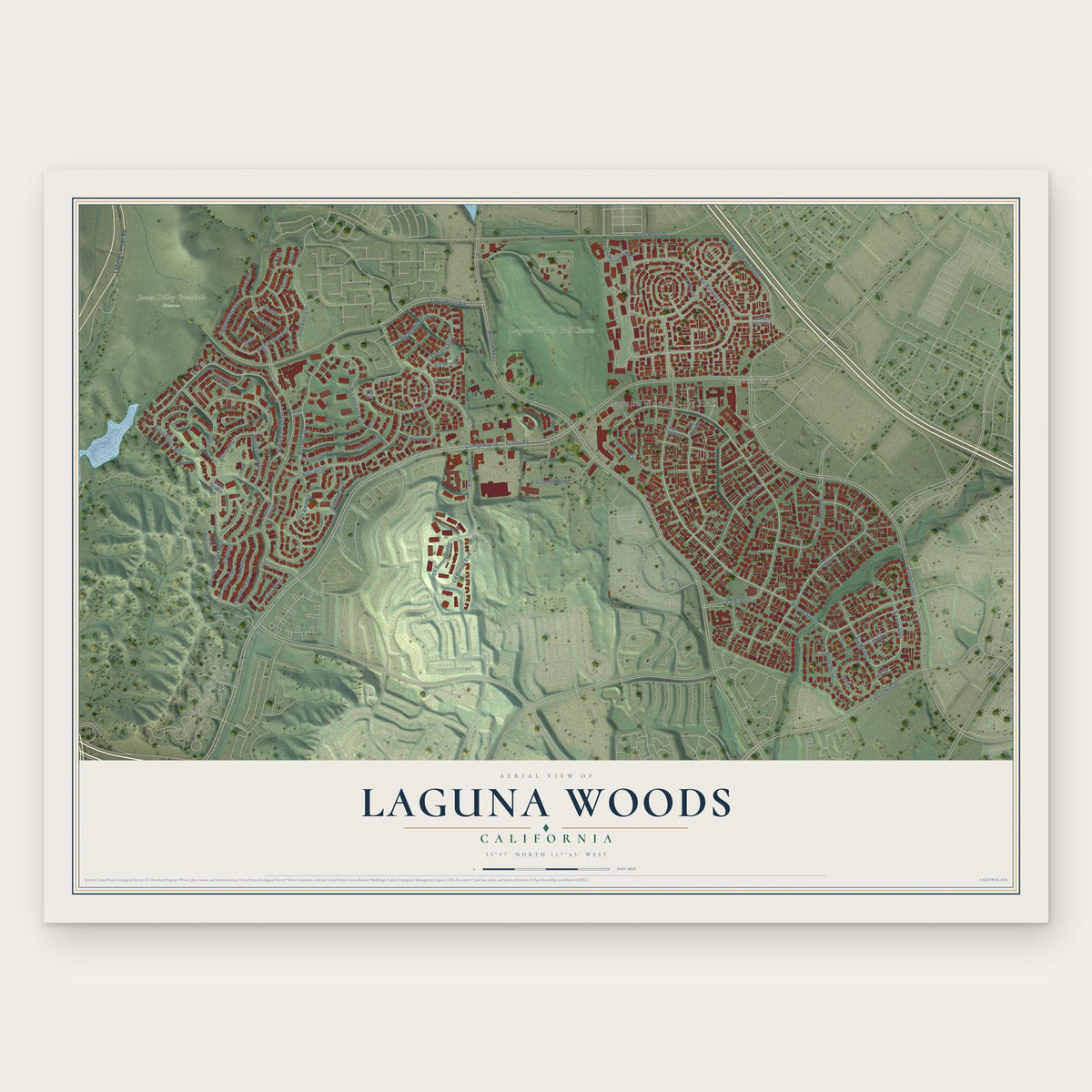 Laguna Woods, California map print, the full design