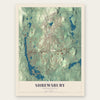 Shrewsbury, Massachusetts map print, the full design