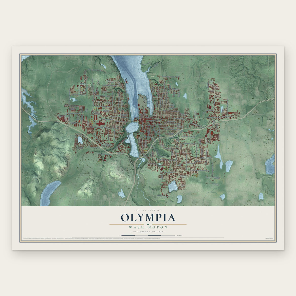Olympia, Washington map print, the full design