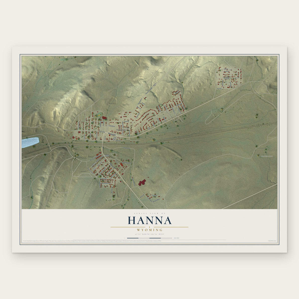 Hanna, Wyoming map print, the full design