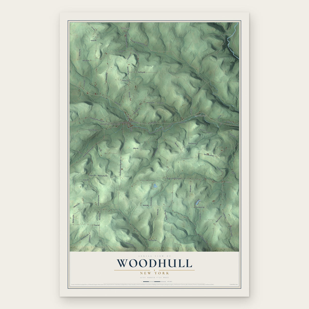 Woodhull, New York map print, the full design