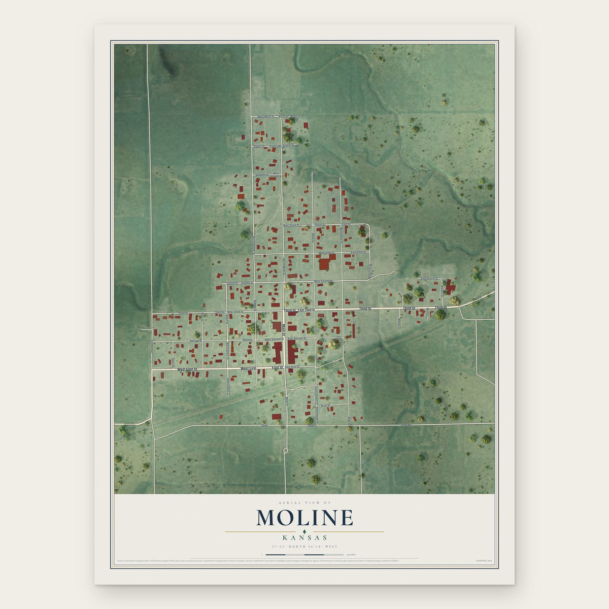 Moline, Kansas map print, the full design
