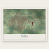 Flora, Illinois map print, the full design