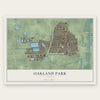 Oakland Park, Florida map print, the full design