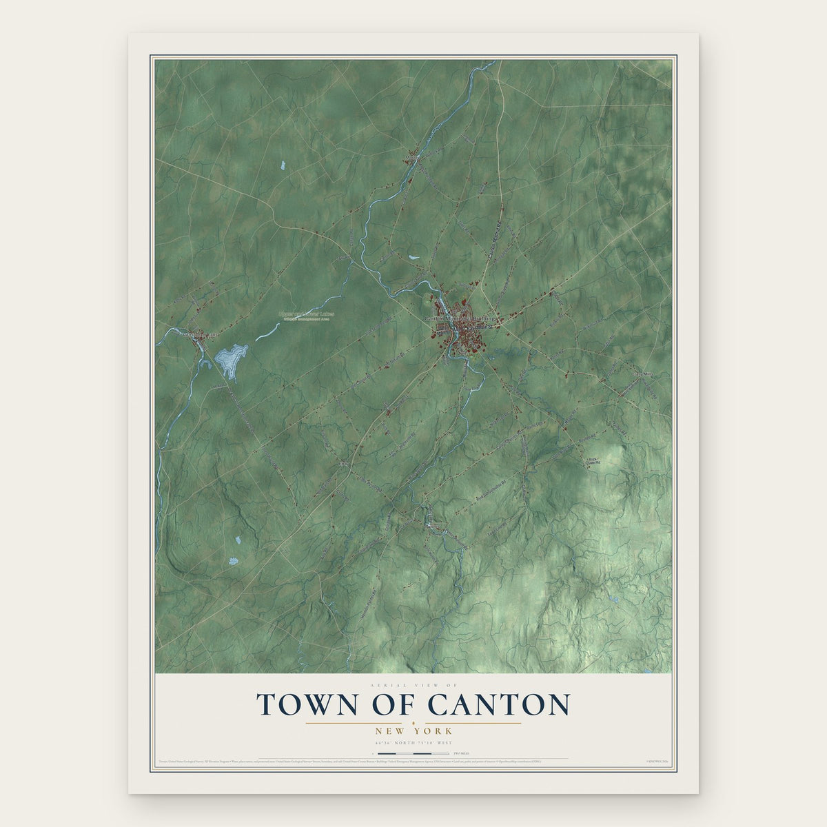 Town of Canton, New York map print, the full design