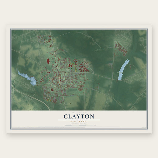 Clayton, New Jersey map print, the full design