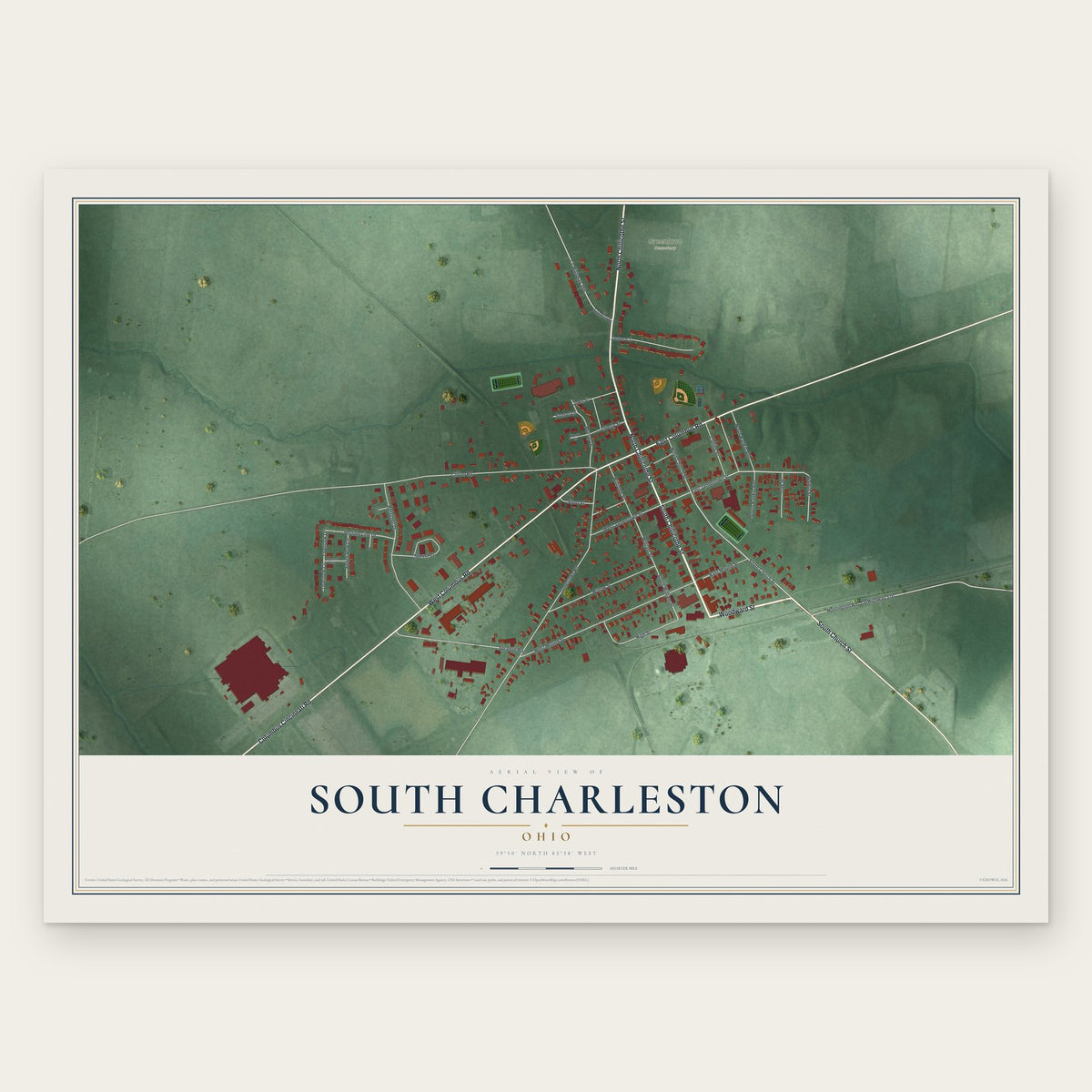 South Charleston, Ohio map print, the full design