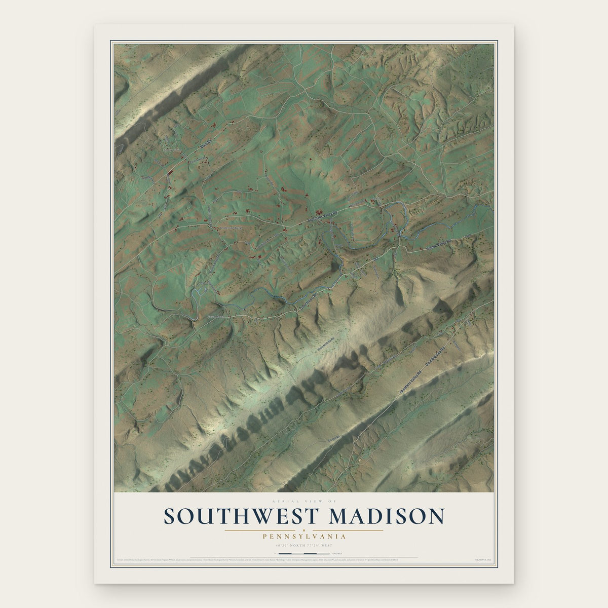 Southwest Madison, Pennsylvania map print, the full design