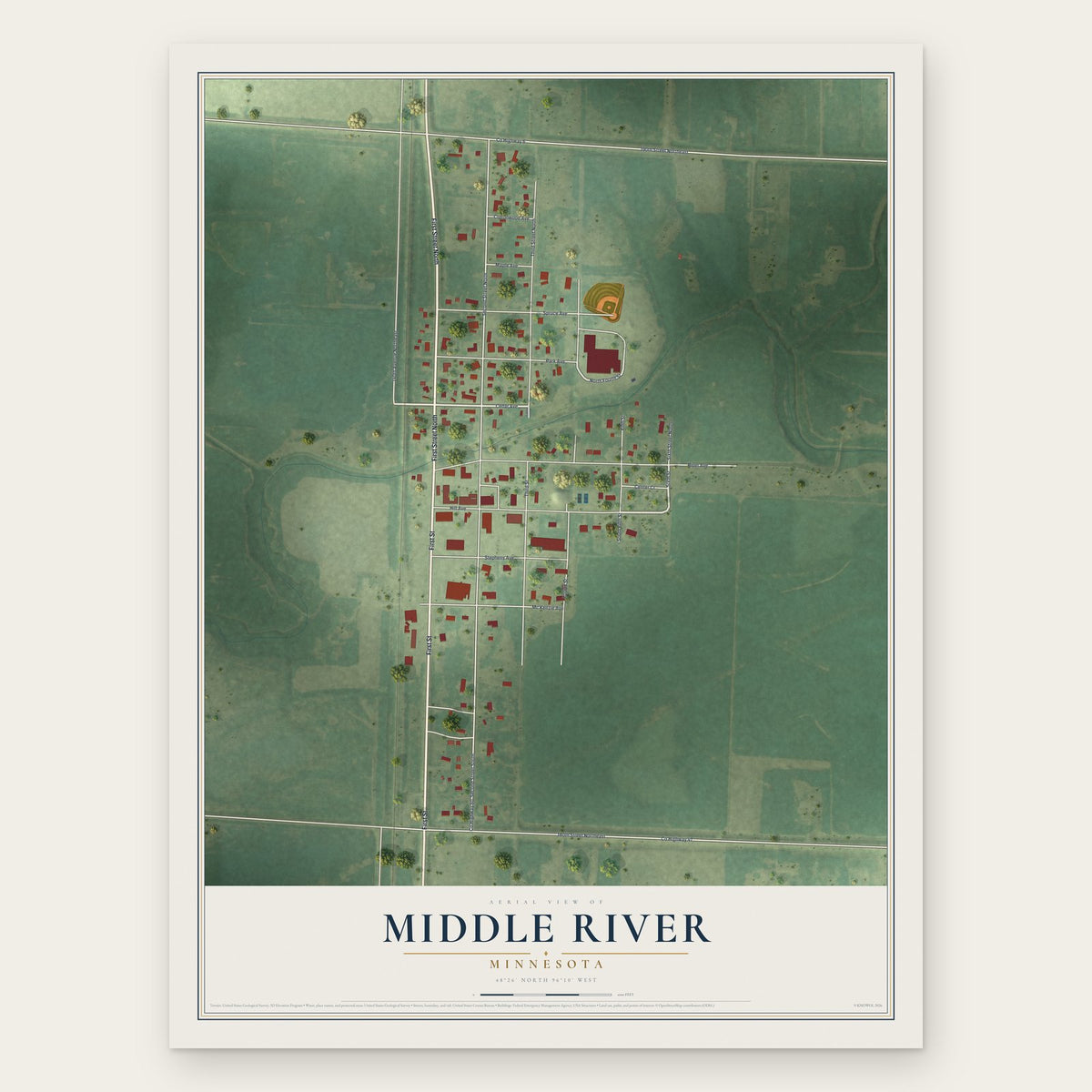 Middle River, Minnesota map print, the full design