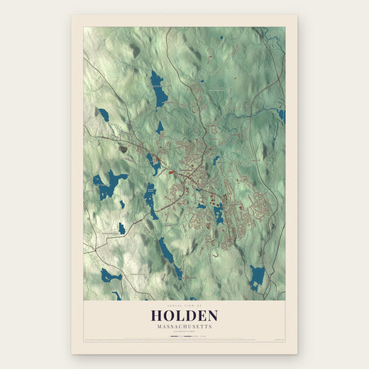 Holden, Massachusetts map print, the full design
