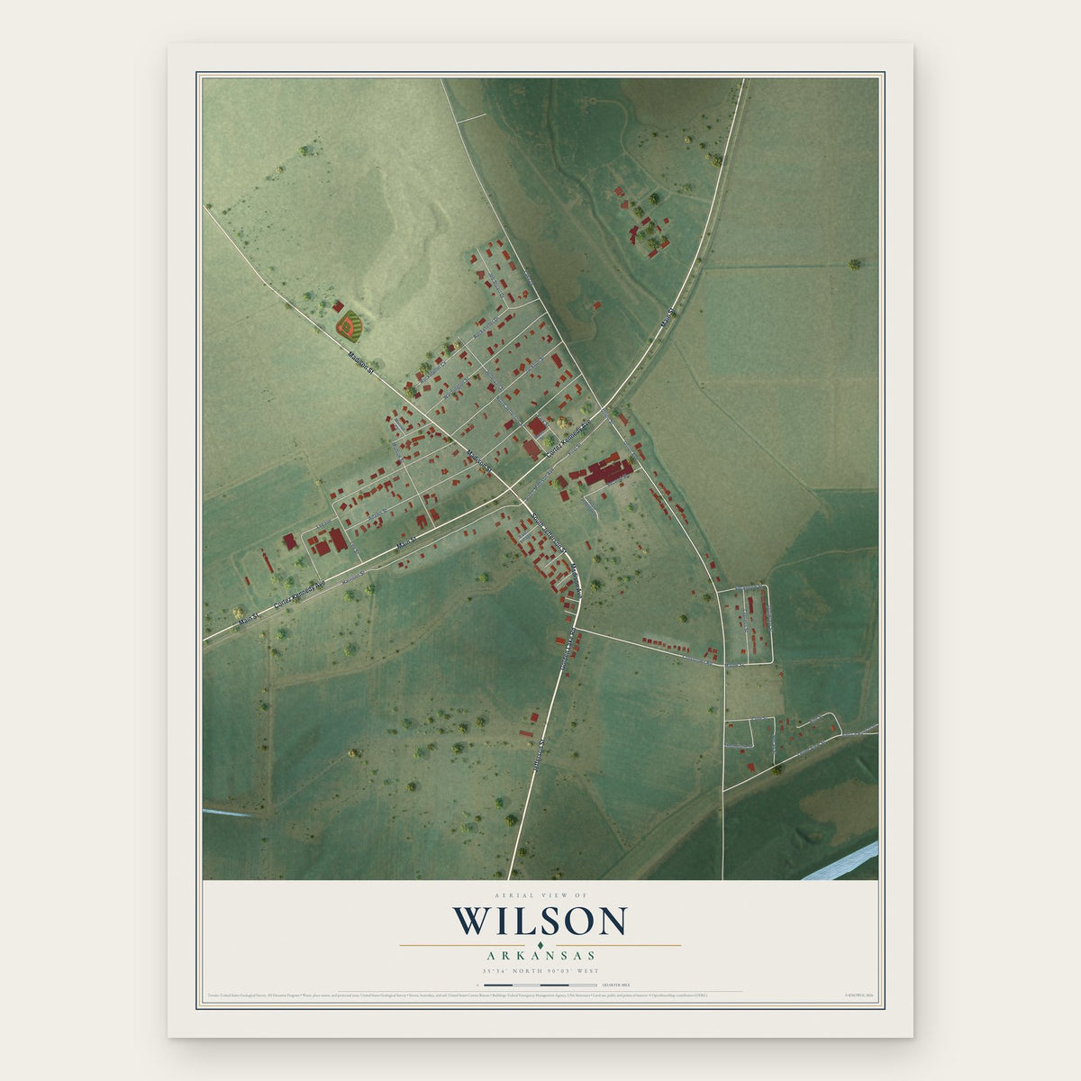 Wilson, Arkansas map print, the full design
