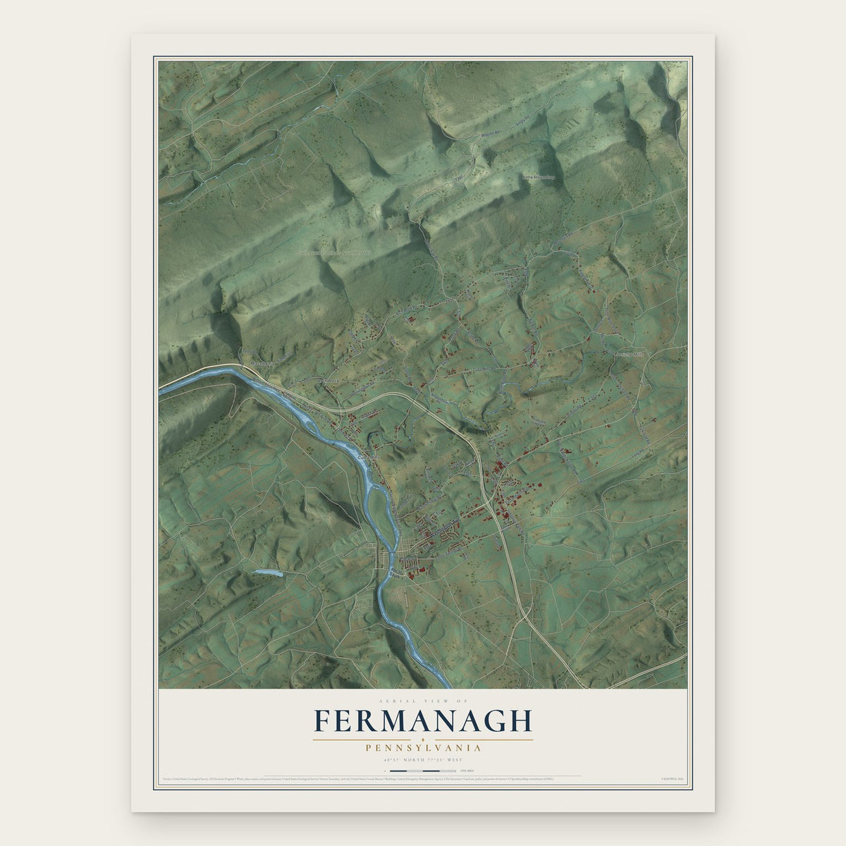 Fermanagh, Pennsylvania map print, the full design